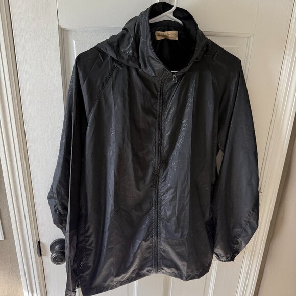 Kate Kasin hooded zipup windbreaker, packable, size L, black, EUC - Picture 1 of 7